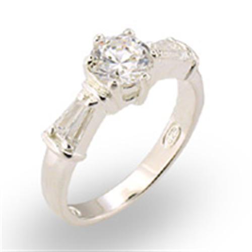 30125 - 925 Sterling Silver Ring High-Polished Women AAA Grade CZ Clear