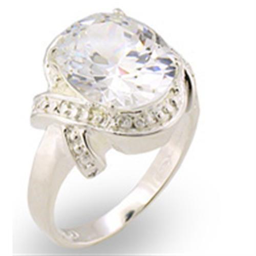 30306 - 925 Sterling Silver Ring High-Polished Women AAA Grade CZ Clear