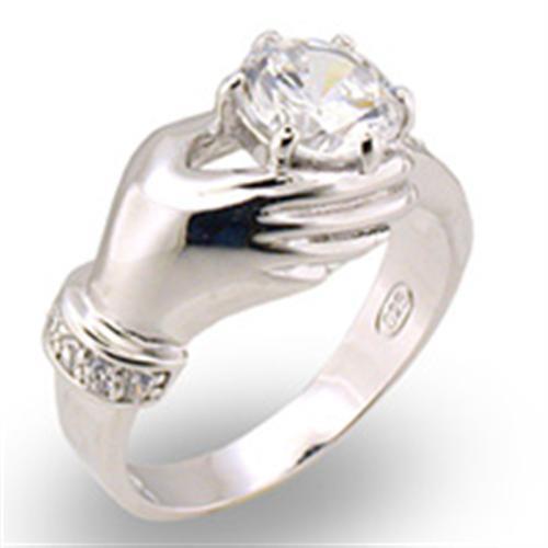 30320 - 925 Sterling Silver Ring High-Polished Women AAA Grade CZ Clear