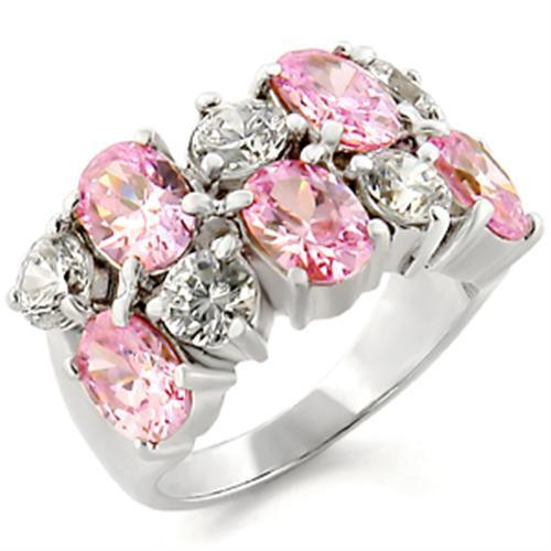 30817 - 925 Sterling Silver Ring High-Polished Women AAA Grade CZ Rose