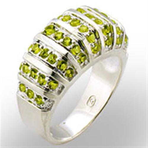 31814 - 925 Sterling Silver Ring High-Polished Women Synthetic Peridot