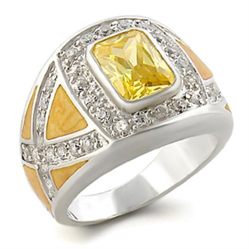 31825 - 925 Sterling Silver Ring High-Polished Women AAA Grade CZ Citrine