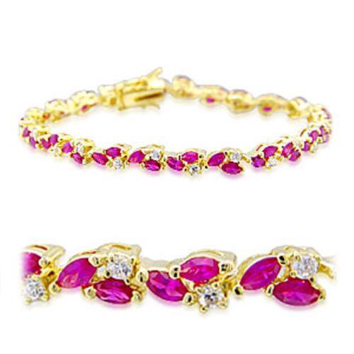 32001 - Brass Bracelet Gold Women Synthetic Ruby