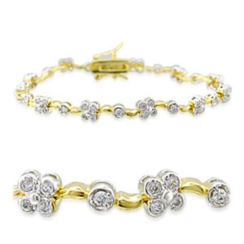 32003 - Brass Bracelet Gold+Rhodium Women AAA Grade CZ Clear