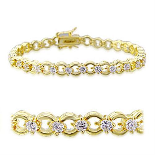 32005 - Brass Bracelet Gold Women AAA Grade CZ Clear