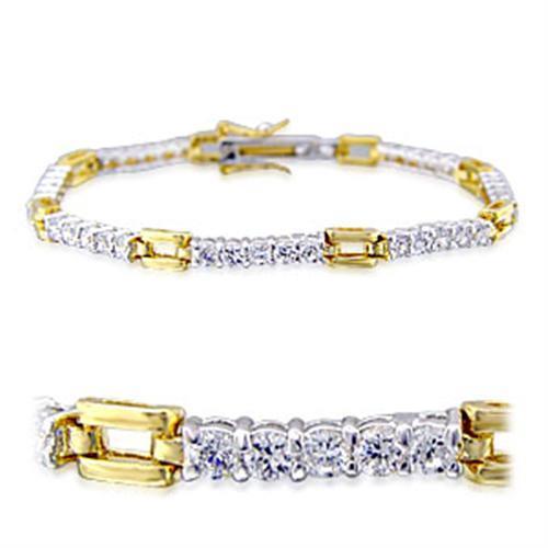 32008 - Brass Bracelet Gold+Rhodium Women AAA Grade CZ Clear