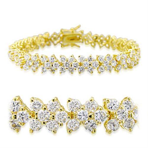 32012 - Brass Bracelet Gold Women AAA Grade CZ Clear