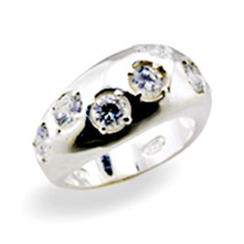 32114 - 925 Sterling Silver Ring High-Polished Women AAA Grade CZ Clear