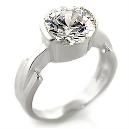 32125 - 925 Sterling Silver Ring High-Polished Women AAA Grade CZ Clear