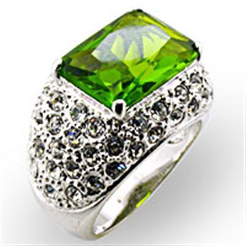 32707 - Brass Ring Rhodium Women Synthetic Peridot