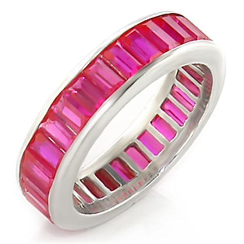 33901 - 925 Sterling Silver Ring High-Polished Women Synthetic Ruby