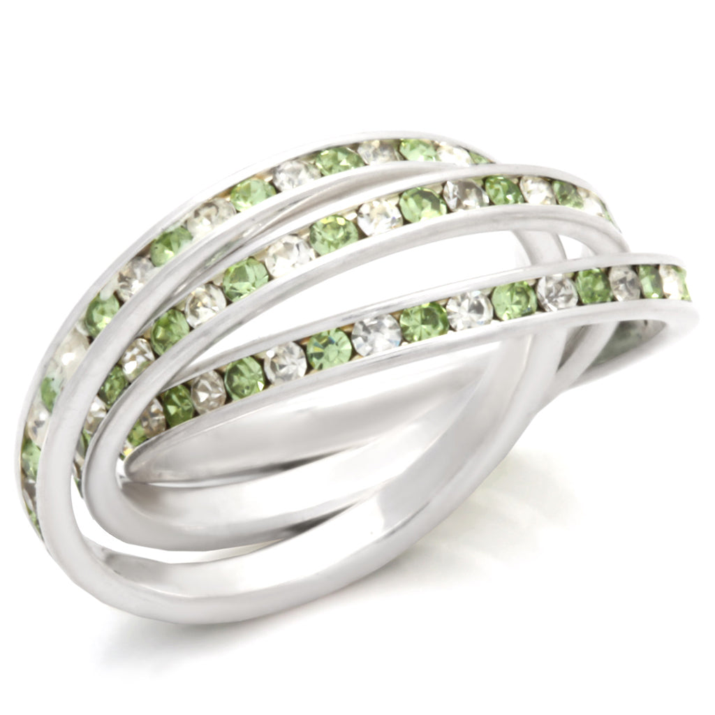 35108 - 925 Sterling Silver Ring High-Polished Women Top Grade Crystal Peridot