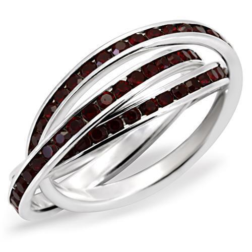 35113 - 925 Sterling Silver Ring High-Polished Women Top Grade Crystal Garnet