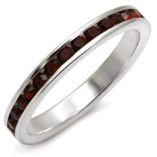 35137 - 925 Sterling Silver Ring High-Polished Women Top Grade Crystal Garnet