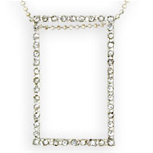 36516 - 925 Sterling Silver Chain Pendant High-Polished Women Top Grade Crystal Clear