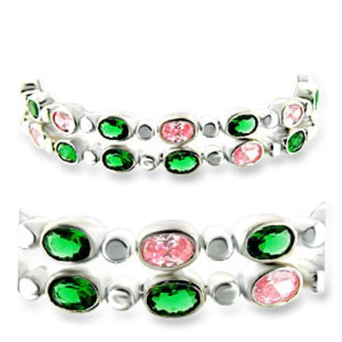 37001 - 925 Sterling Silver Bracelet High-Polished Women AAA Grade CZ Multi Color