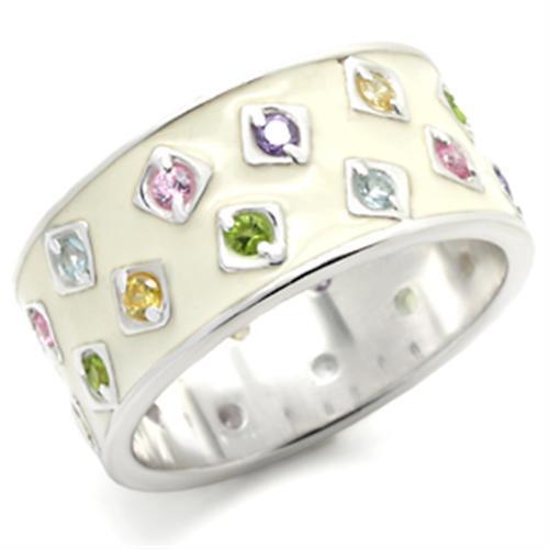 37405 - 925 Sterling Silver Ring High-Polished Women AAA Grade CZ Multi Color