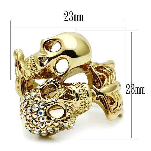 3W007 - White Metal Ring Gold Men Top Grade Crystal Aurora Borealis (Rainbow Effect)