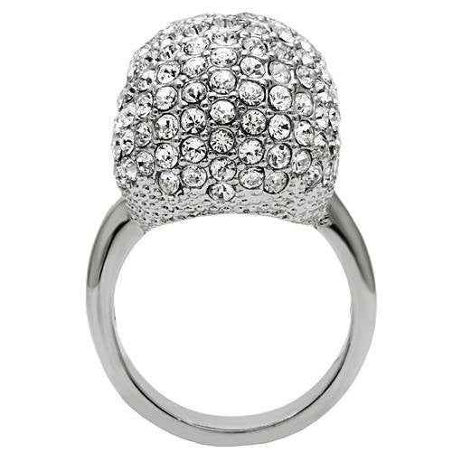 3W008 - White Metal Ring Rhodium Men Top Grade Crystal Clear