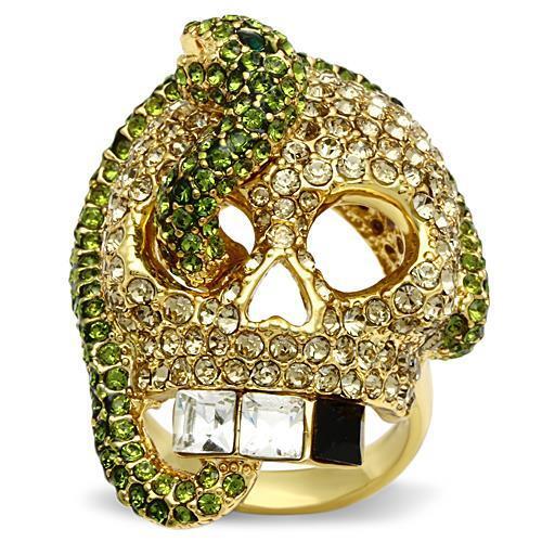 3W009 - White Metal Ring Gold Men Top Grade Crystal Multi Color