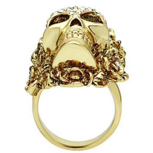 3W017 - White Metal Ring Gold Men Top Grade Crystal Aurora Borealis (Rainbow Effect)