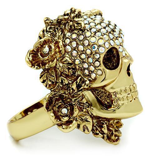 3W017 - White Metal Ring Gold Men Top Grade Crystal Aurora Borealis (Rainbow Effect)