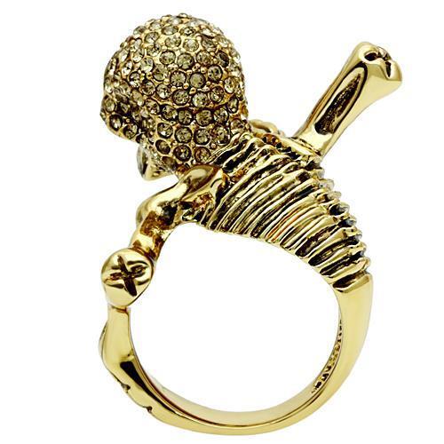 3W020 - White Metal Ring Gold Men Top Grade Crystal Citrine Yellow