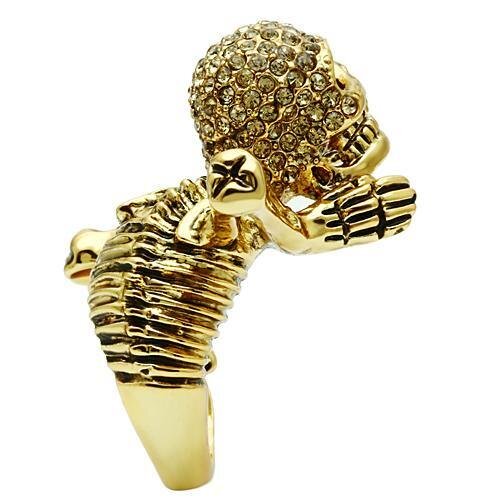 3W020 - White Metal Ring Gold Men Top Grade Crystal Citrine Yellow