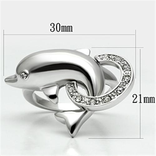 3W032 - Brass Ring Rhodium Women Top Grade Crystal Clear