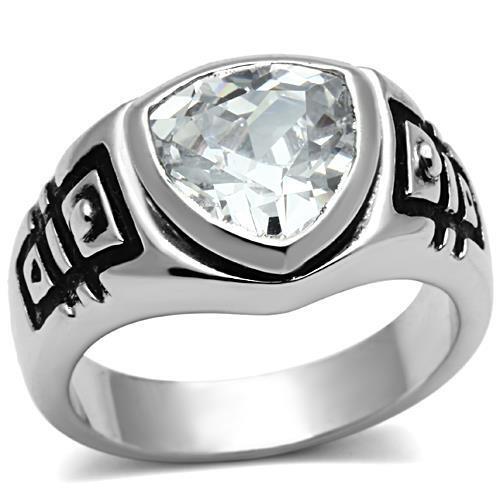 3W062 - Brass Ring Rhodium Women AAA Grade CZ Clear