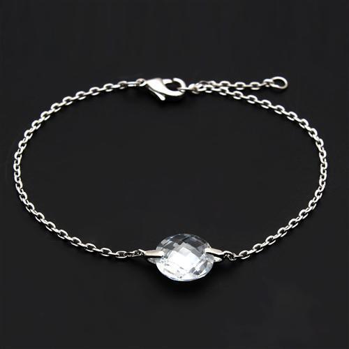 3W066 - Brass Bracelet Rhodium Women AAA Grade CZ Clear