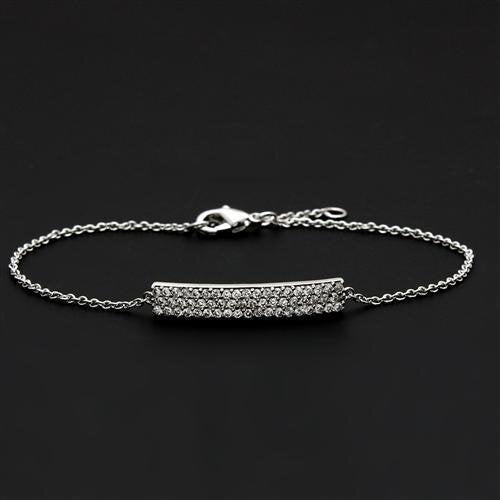 3W068 - Brass Bracelet Rhodium Women AAA Grade CZ Clear