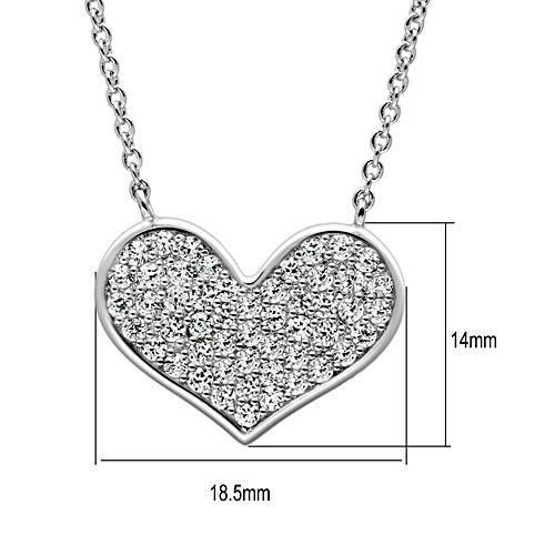 3W076 - Brass Necklace Rhodium Women AAA Grade CZ Clear