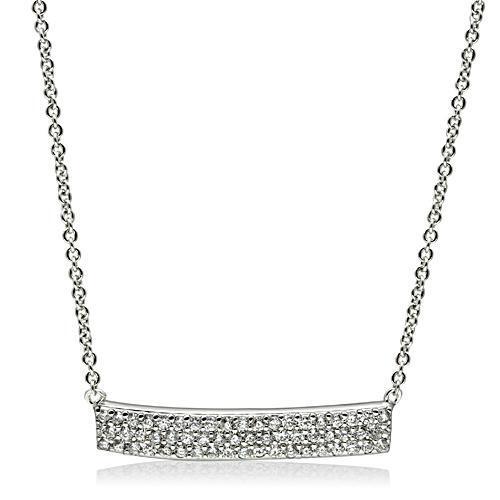 3W079 - Brass Necklace Rhodium Women AAA Grade CZ Clear