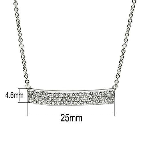 3W079 - Brass Necklace Rhodium Women AAA Grade CZ Clear