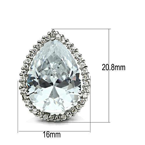 3W080 - Brass Earrings Rhodium Women AAA Grade CZ Clear