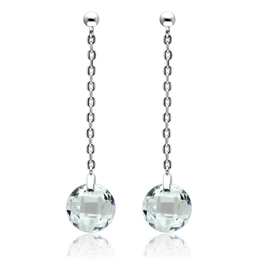 3W082 - Brass Earrings Rhodium Women AAA Grade CZ Clear