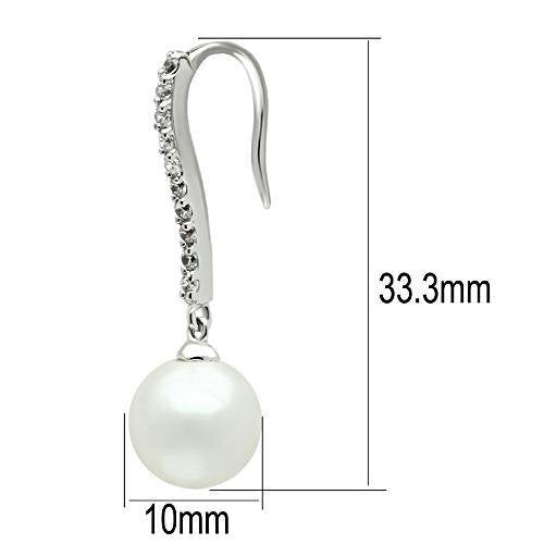 3W086 - Brass Earrings Rhodium Women Synthetic White