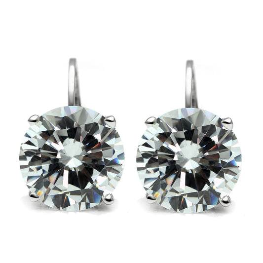 3W090 - Brass Earrings Rhodium Women AAA Grade CZ Clear