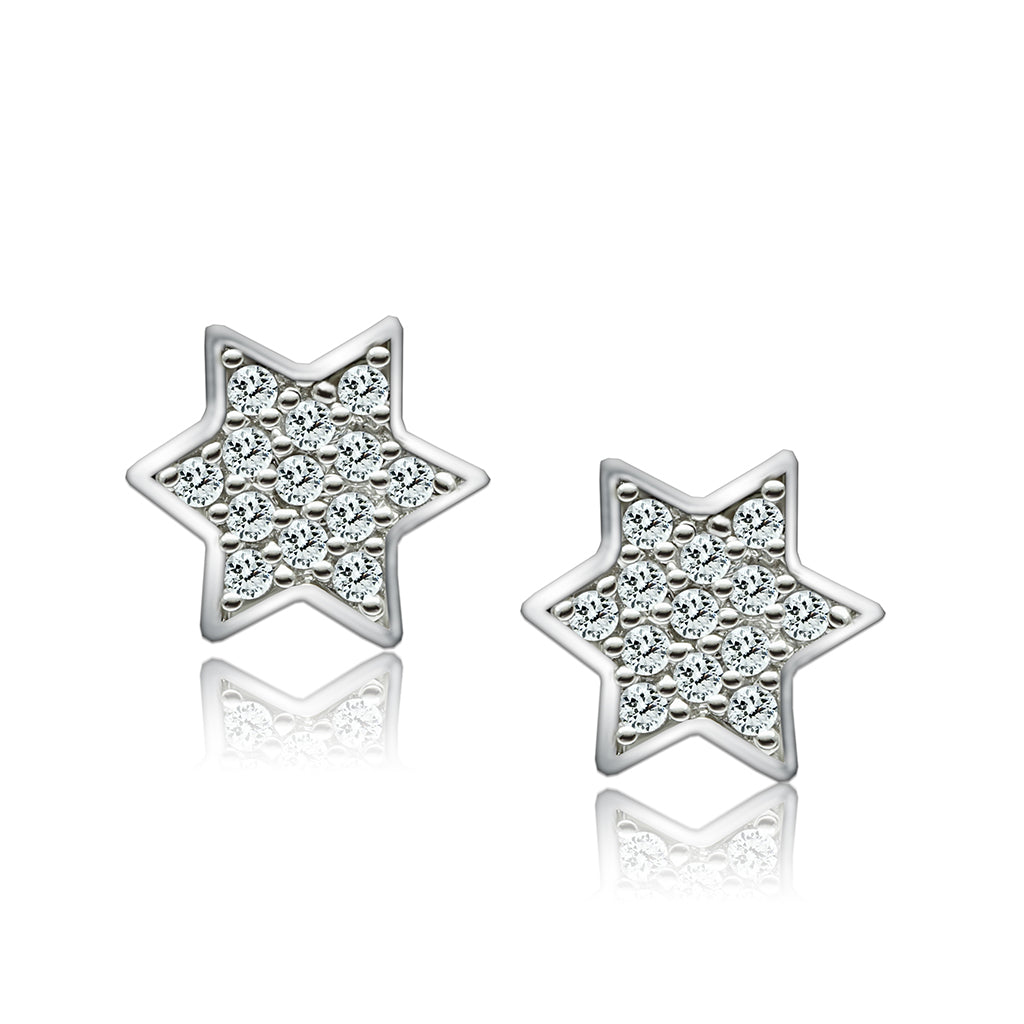 3W092 - Brass Earrings Rhodium Women AAA Grade CZ Clear