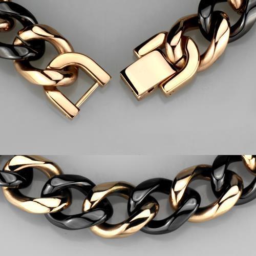 3W1002 - Stainless Steel Bracelet IP Rose Gold(Ion Plating) Women Ceramic Jet