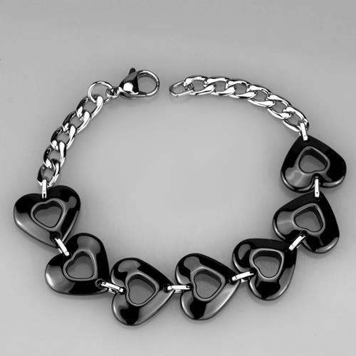 3W1007 - Stainless Steel Bracelet High polished (no plating) Women Ceramic Jet