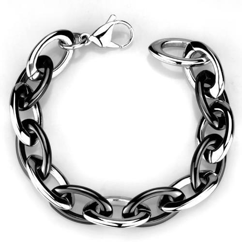 3W1009 - Stainless Steel Bracelet High polished (no plating) Women Ceramic Jet