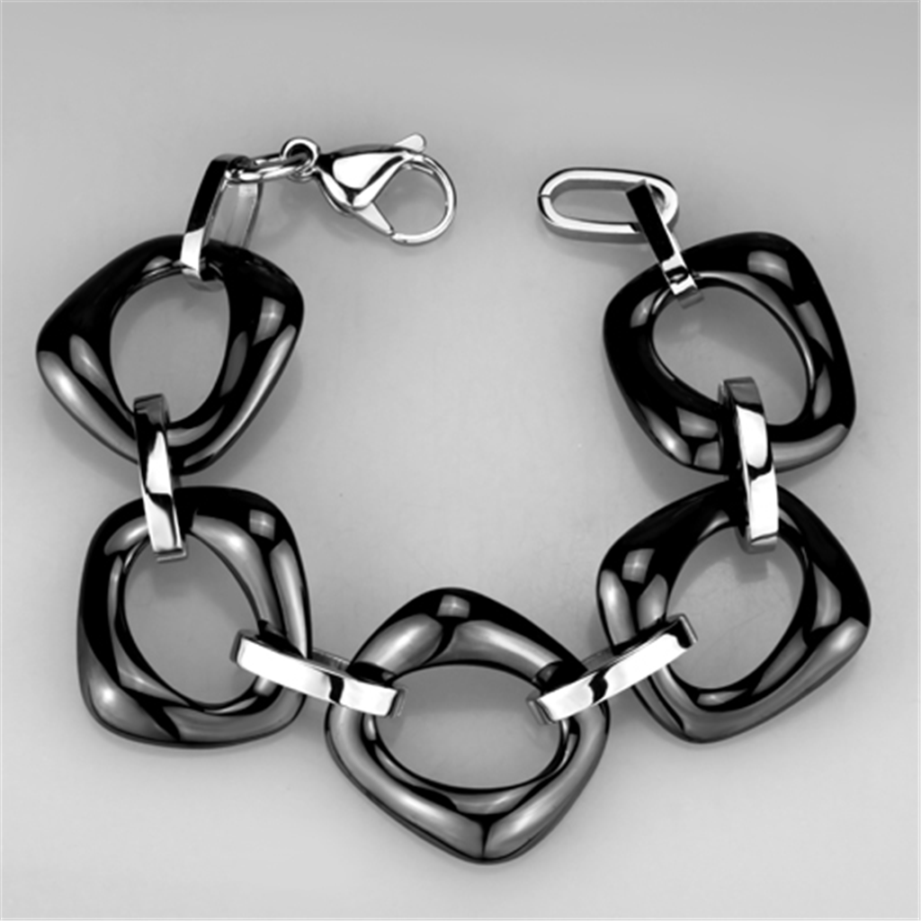 3W1013 - Stainless Steel Bracelet High polished (no plating) Women Ceramic Jet