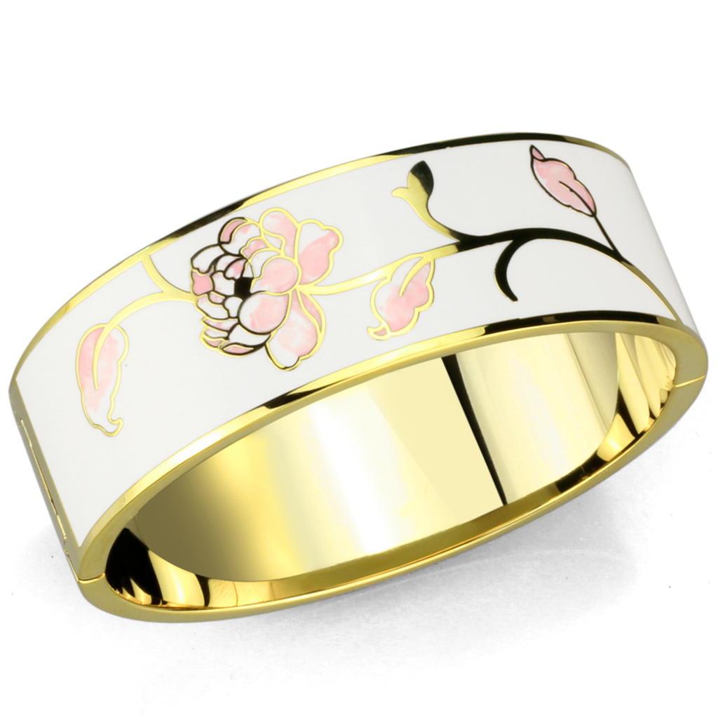 3W1017 - White Metal Bangle Gold Women Epoxy White