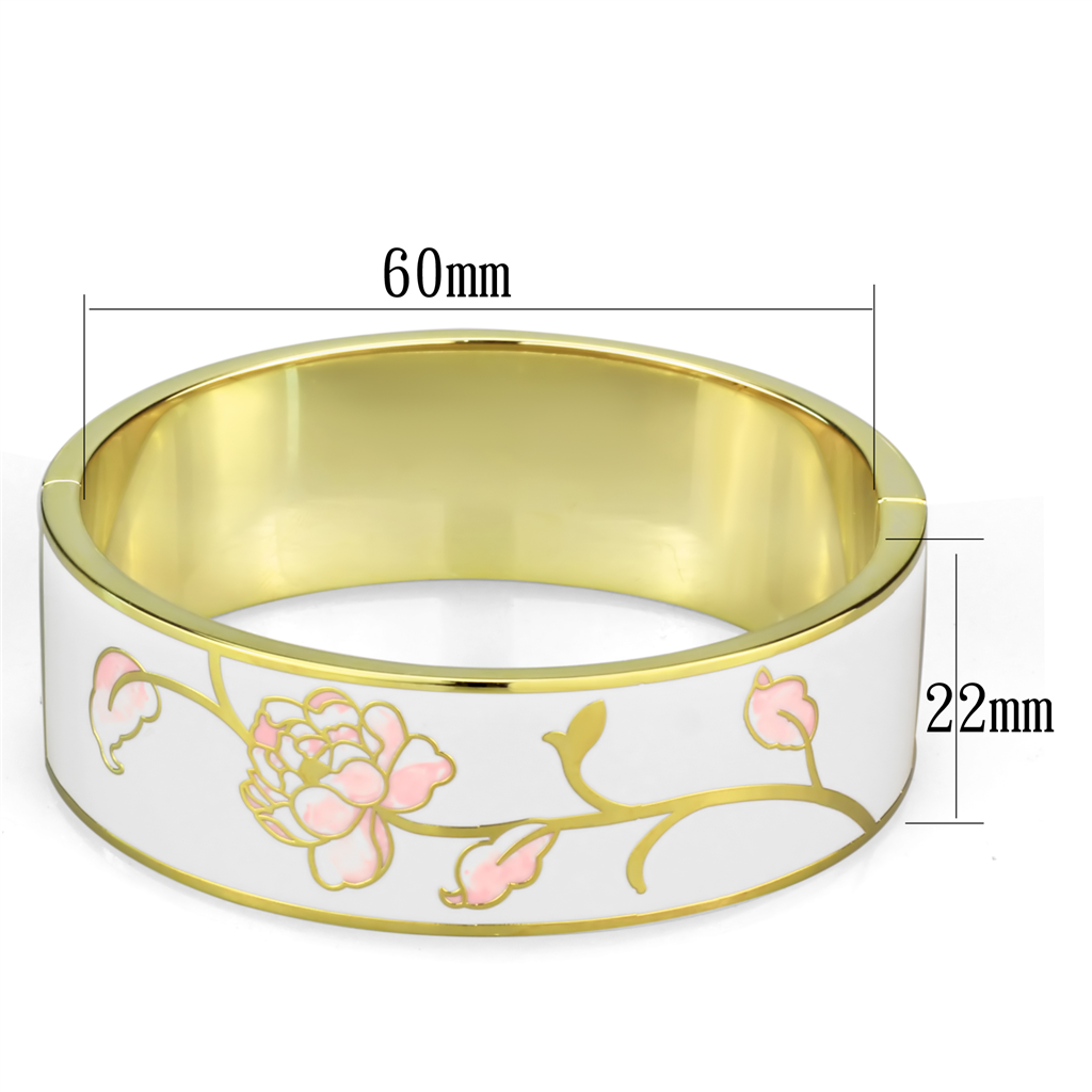 3W1017 - White Metal Bangle Gold Women Epoxy White