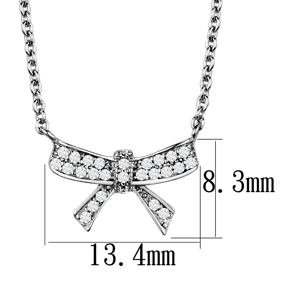 3W1028 - Brass Chain Pendant Rhodium Women AAA Grade CZ Clear