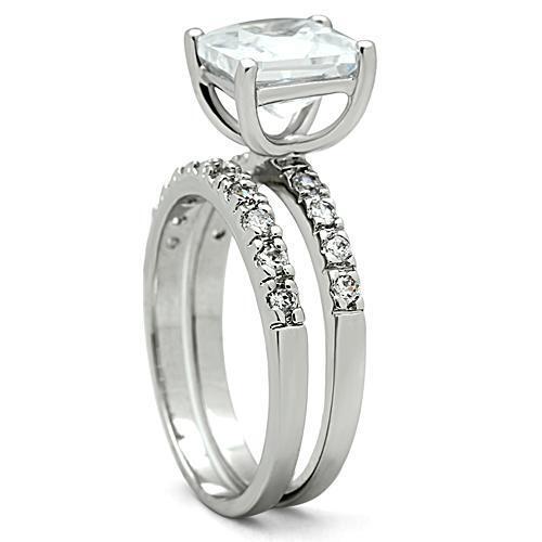 3W102 - Brass Ring Rhodium Women AAA Grade CZ Clear