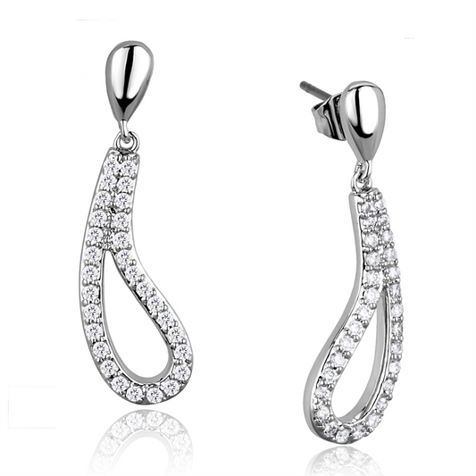 3W1044 - Brass Earrings Rhodium Women AAA Grade CZ Clear