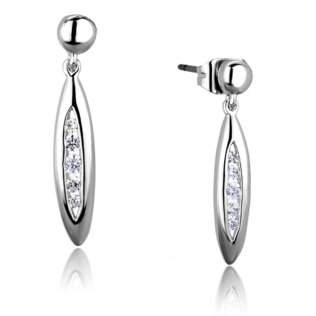 3W1046 - Brass Earrings Rhodium Women AAA Grade CZ Clear